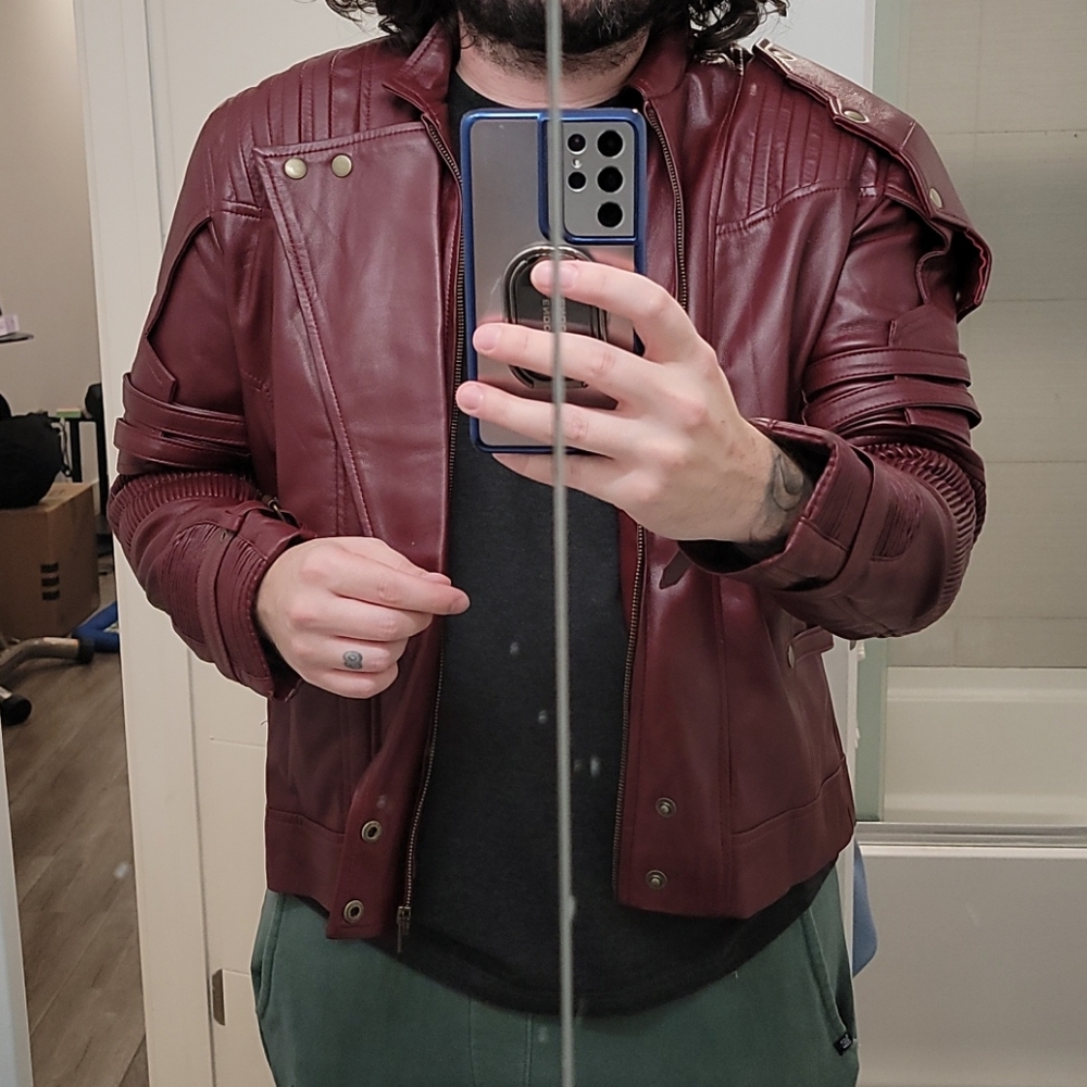 Star-Lord cosplay red leather jacket